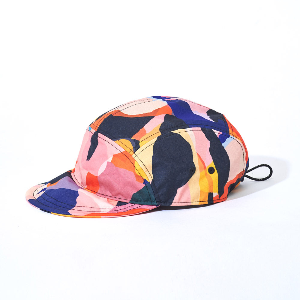 Side product image of multi-colour Leif Podhajsky print six panel cap by Ponch
