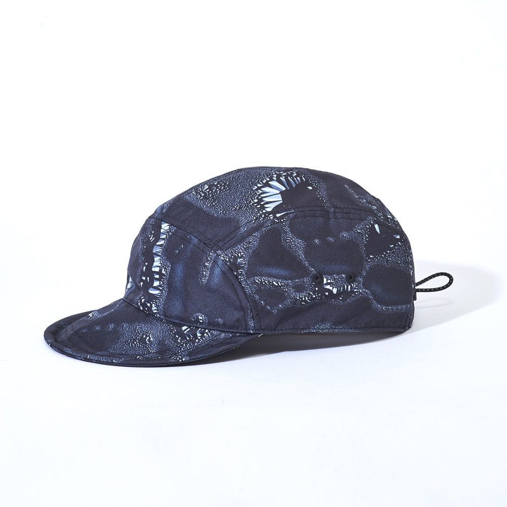 Side product image of black Leif Podhajsky print six panel cap by Ponch